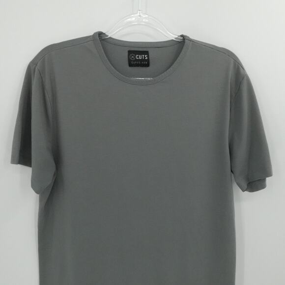 Cuts Shirt Mens Large Gray Curve Hem Short Sleeve T Pyca Pro Stretch Comfort - Picture 7 of 11